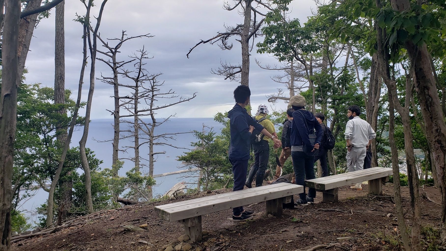 頂部休憩所から網代港、日本海が望めます