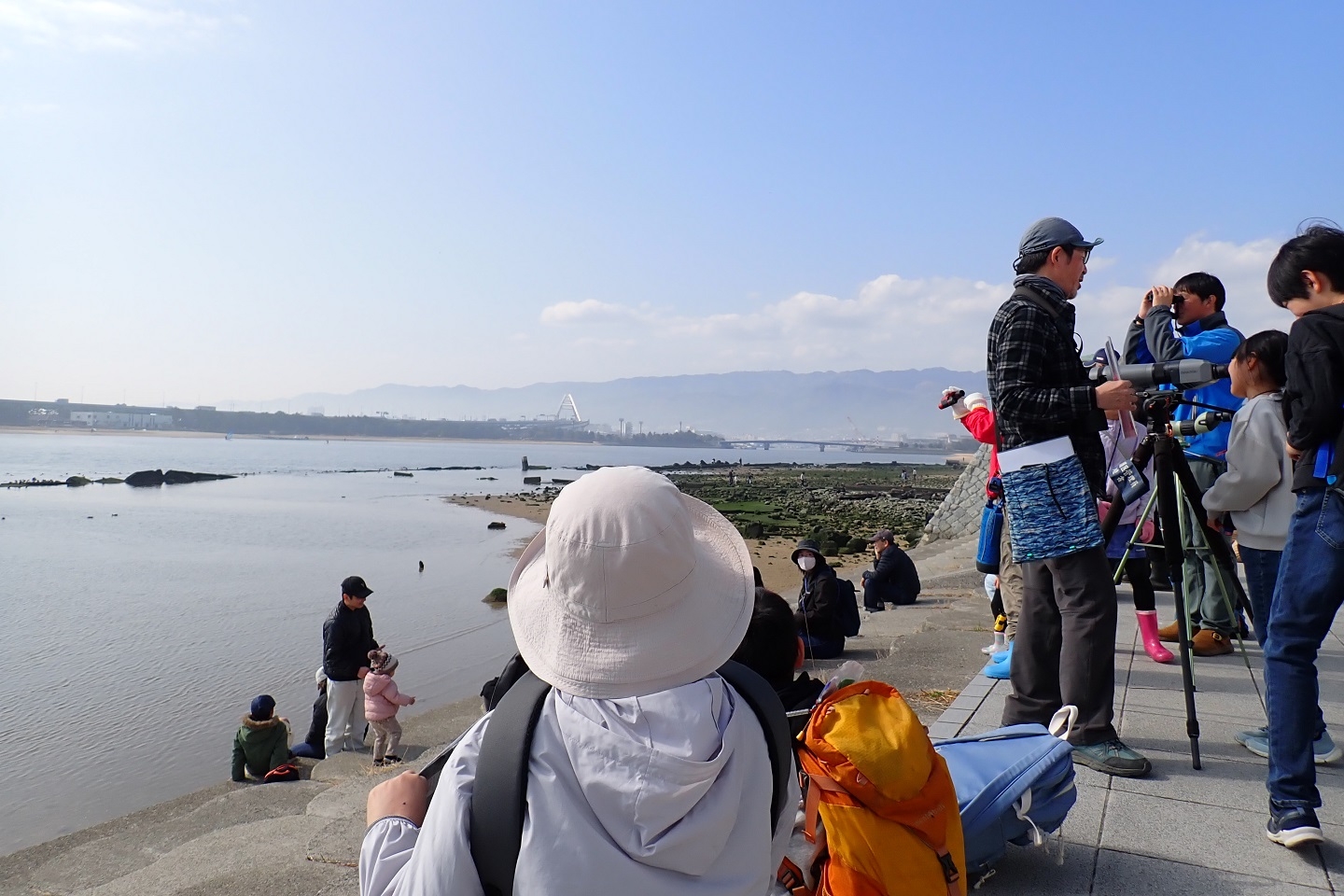 甲子園浜で野鳥観察