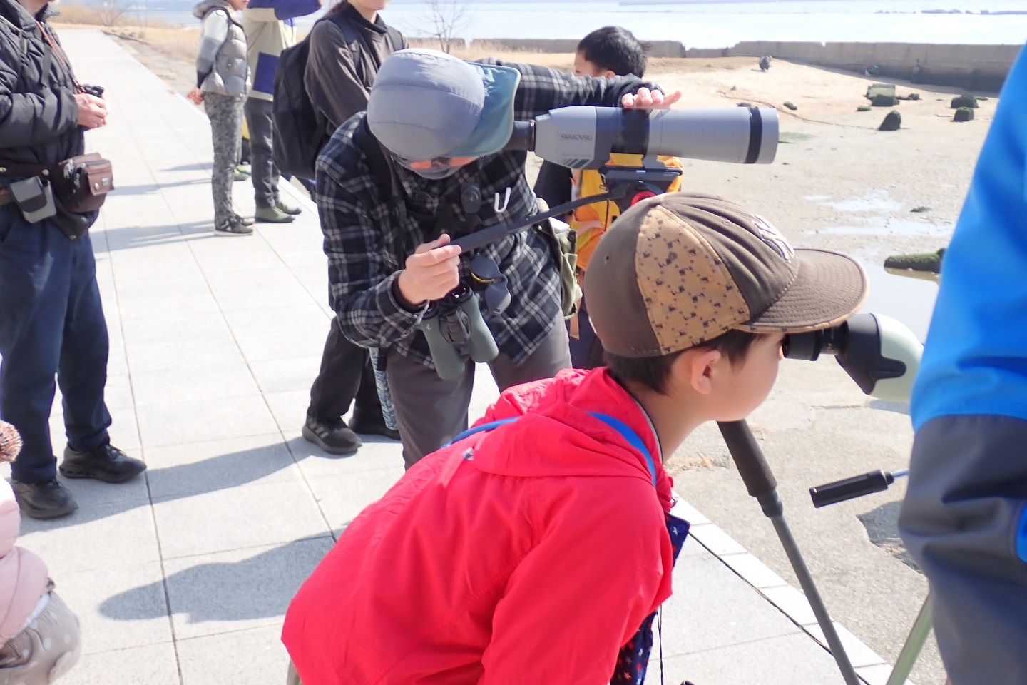 望遠鏡を覗きこむ子ども