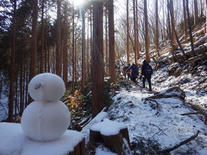 雪だるまと登山道